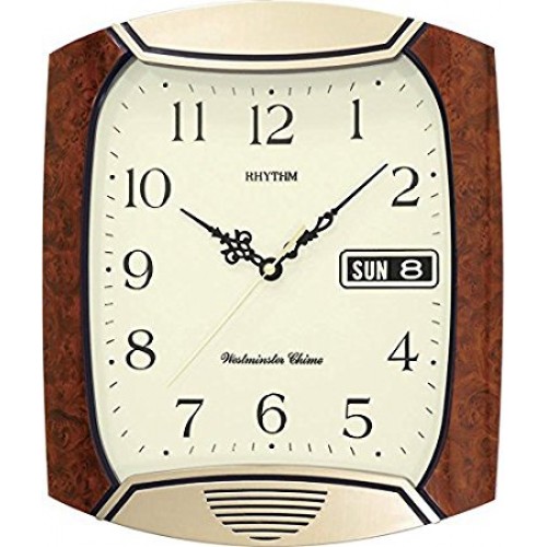 Rhythm(Japan) Value Added Westminster Chime & Strike, Day-Date Calendar Plastic Case Wall Clock 29.4X34.3X6.4cm